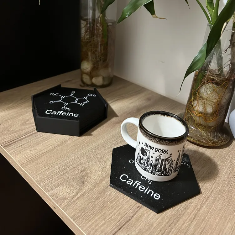 Porta copos molecular cafeína – Kit com 6 Unidades e Suporte - 3