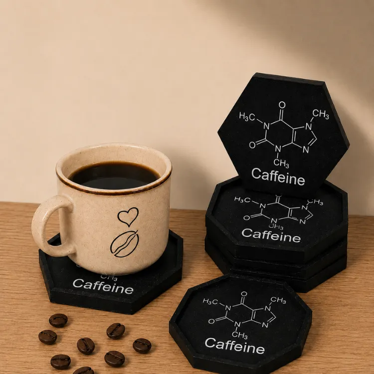 Porta copos molecular cafeína – Kit com 6 Unidades e Suporte - 1
