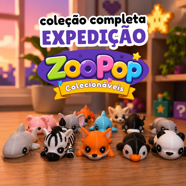 Mini Animais Articulados - ZooPop - Coleção Expedição - Kit com 12 unidades - Lembrancinha - Brinquedos Colecionáveis - 1