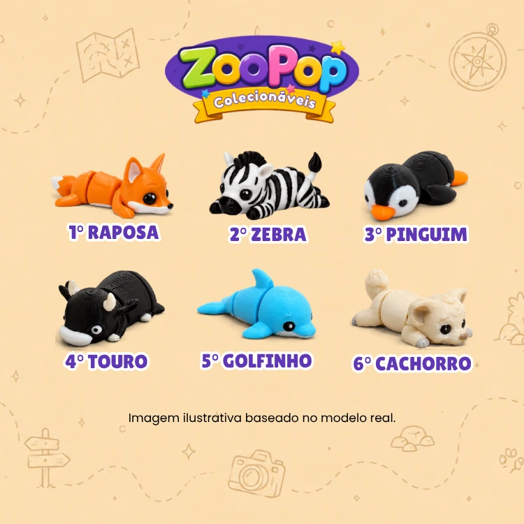 Mini Animais Articulados - ZooPop - Coleção Expedição - Kit com 12 unidades - Lembrancinha - Brinquedos Colecionáveis - 4