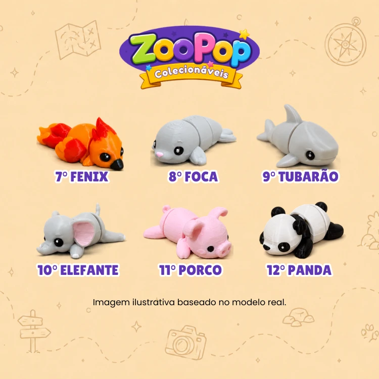 Mini Animais Articulados - ZooPop - Coleção Expedição - Kit com 12 unidades - Lembrancinha - Brinquedos Colecionáveis - 5
