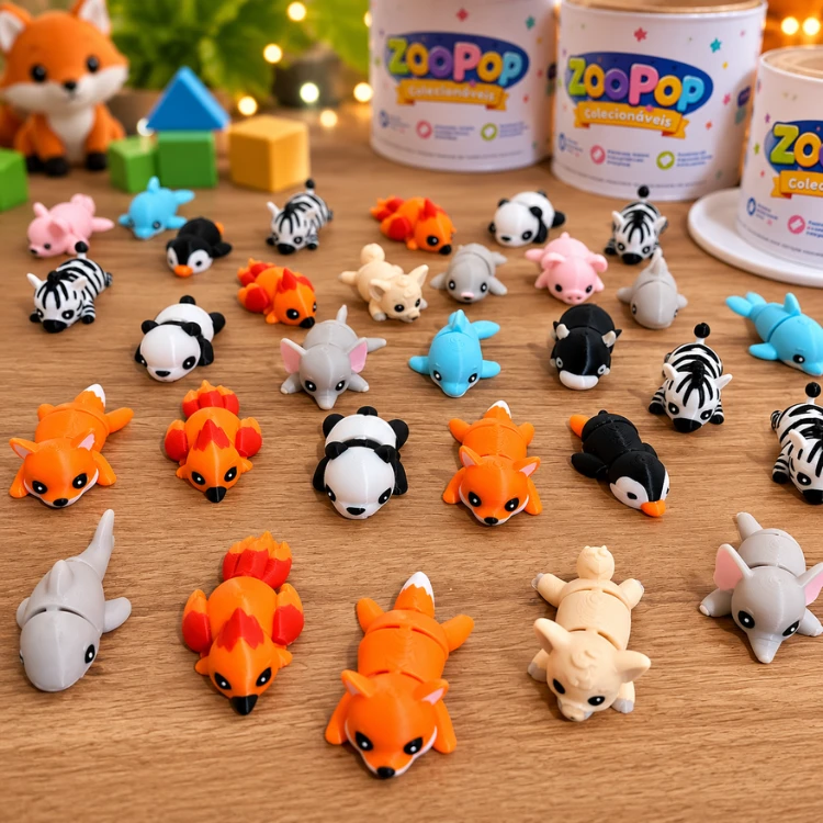 Mini Animais Articulados - ZooPop - Coleção Expedição - Kit com 12 unidades - Lembrancinha - Brinquedos Colecionáveis - 2