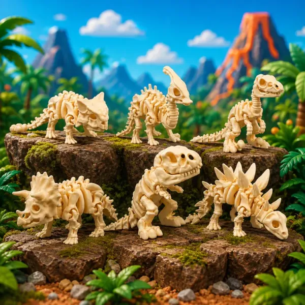 Kit 6 Dinossauros Articulados 3D
