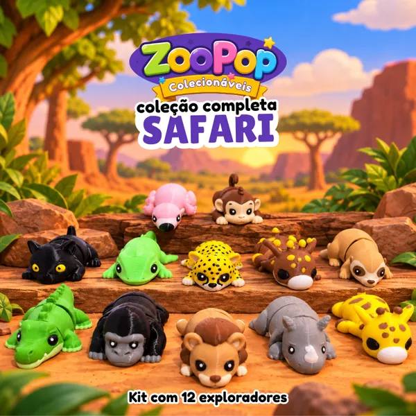 ZooPop - Coleção Safari - Kit com 12 unidades