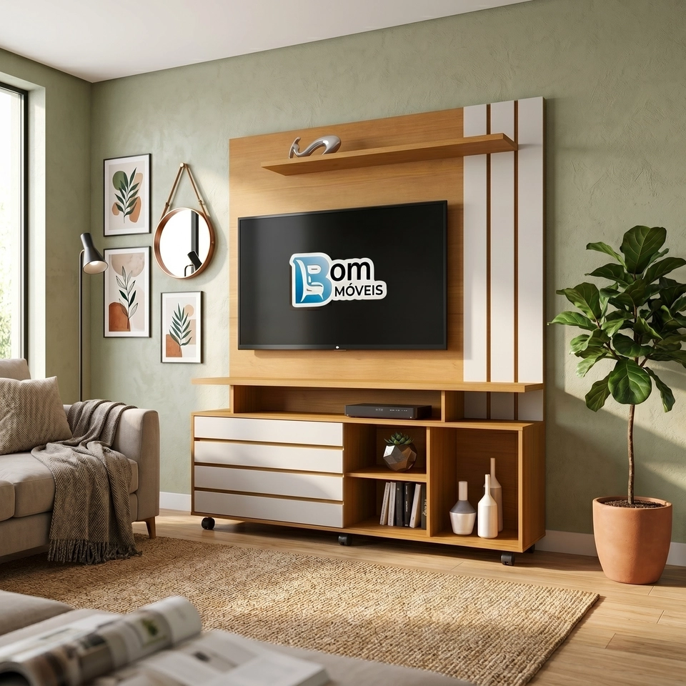 Home Theater Serrano 1 Porta Deslizante Frisada C/ 6 Rodízios  - 2
