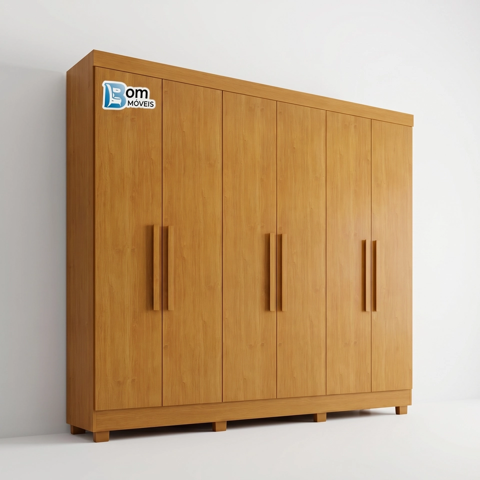 Guarda Roupa Sergipe 6 Portas 2 Gavetas Puxadores De Mdf - Alt.: 210cm - Larg.: 180cm - Prof.: 47cm. - 4