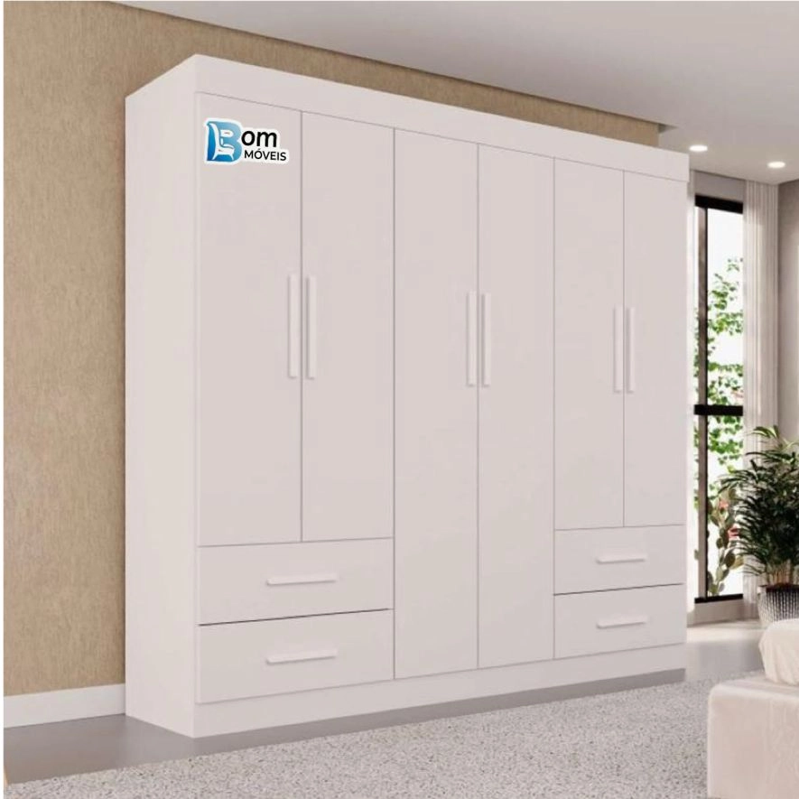 Guarda Roupa Texas 6 Portas 4 Gavetas Puxadores Mdf - Alt.: 210cm - Larg.: 177cm - Prof.: 47cm - 5