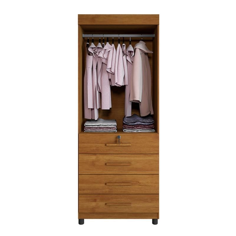 Guarda Roupa Solteiro Maia 2 Portas 4 Gavetas Puxadores De MDF - Alt.: 191cm Larg.: 76cm Prof.: 45cm. - 3