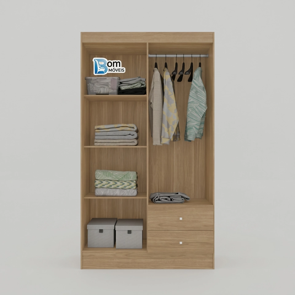 Guarda Roupa Versa 4 Portas 2 Gavetas - Alt.: 182cm - Larg.: 102cm - Prof.: 46cm - 3