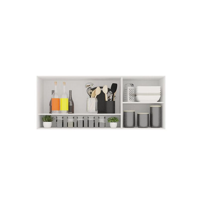 Armário Aéreo De Cozinha Valencia C/ Vidro Reflecta 3 Portas 2 Prateleiras Puxador Mdf - Alt.: 54cm Larg.: 120cm Prof.: 26cm. - 7