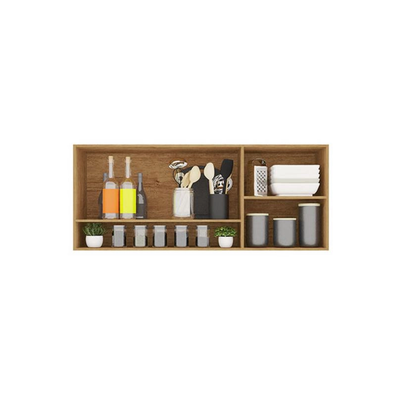 Armário Aéreo De Cozinha Valencia C/ Vidro Reflecta 3 Portas 2 Prateleiras Puxador Mdf - Alt.: 54cm Larg.: 120cm Prof.: 26cm. - 2