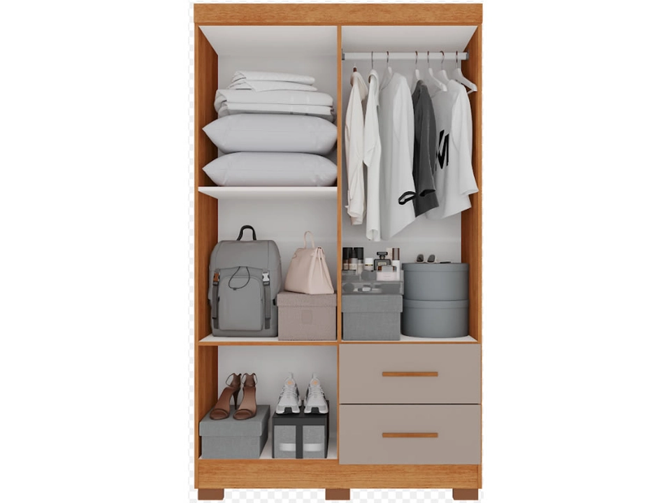 Guarda Roupa Estrela Premium 4 Portas 2 Gavetas 6 Pés Puxadores Mdf - Alt.: 180cm Larg.: 100cm Prof.: 40cm. - 2