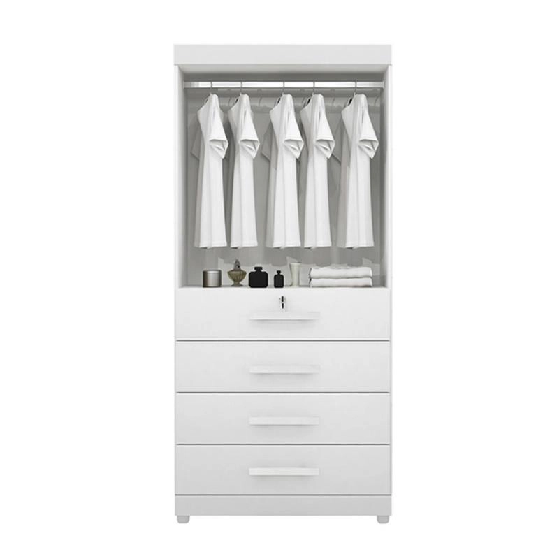 Guarda Roupa Solteiro Maia 2 Portas 4 Gavetas Puxadores De MDF - Alt.: 191cm Larg.: 76cm Prof.: 45cm. - 7