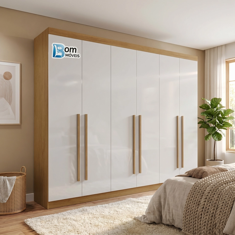 Guarda Roupa Da Vinci 6 Portas 6 Gavetas Puxadores De Mdf - Alt.: 230cm - Larg.: 275cm - Prof.: 57cm. - 3
