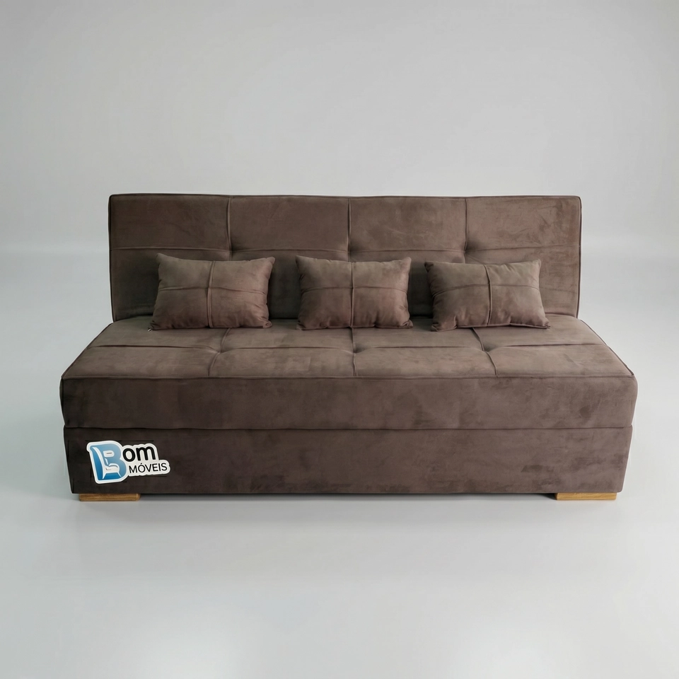 Sofá Cama Reclinável De 5 Estágios C/ Pés de Eucalipto Espuma D28 - Alt.: 95cm Larg.: 188cm Prof.: 90cm.