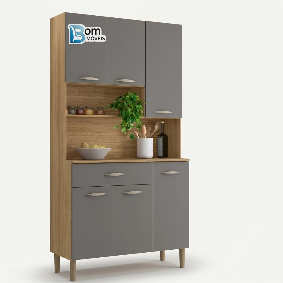 Cozinha Compacta Apolo 6 Portas 1 Gaveta 6 Divisões Internas - Alt.: 173cm Larg.: 90cm Prof.: 36cm. - 5
