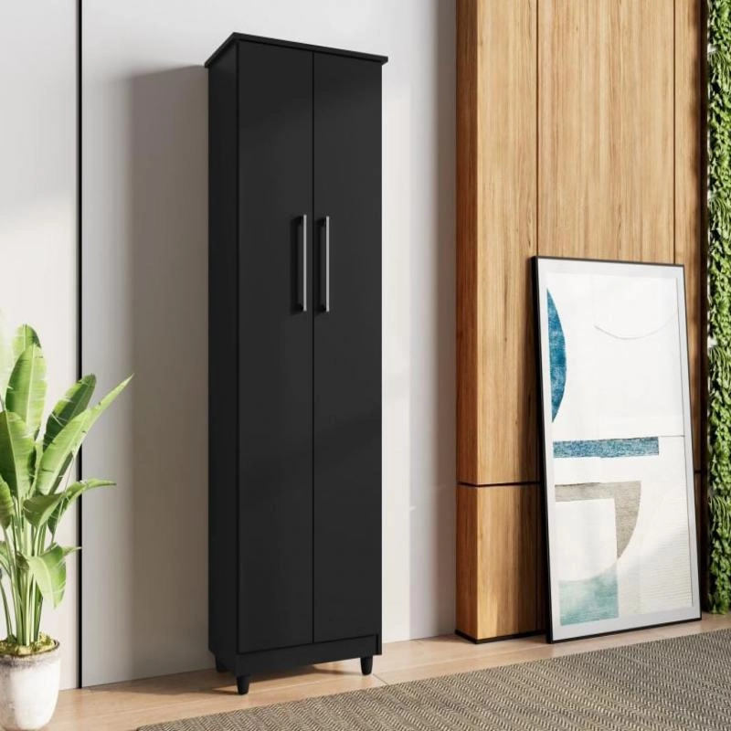 Multiuso Nina 2 Portas 3 Prateleiras C/ 4 Pés Pvc - Alt.: 143cm Larg.: 53cm Prof.: 32,5cm.