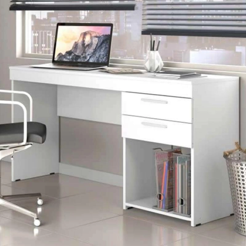 Mesa Para Computador Office Com 2 Gavetas Puxadores Metalizados - Alt.: 75,5cm Larg.: 121cm Prof.: 42,5cm. - 3