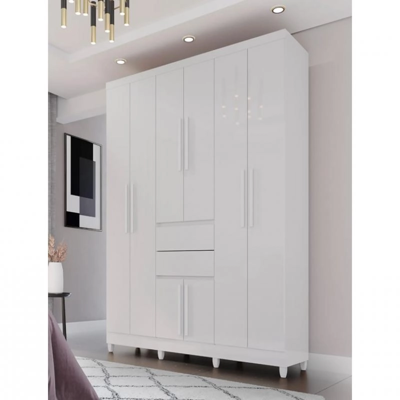 Guarda Roupa Master 8 Portas C/ Sapateria 2 Gavetas Puxadores MDF 8 Pés - Alt.: 216cm Larg.: 183cm Prof.: 42cm. - 6