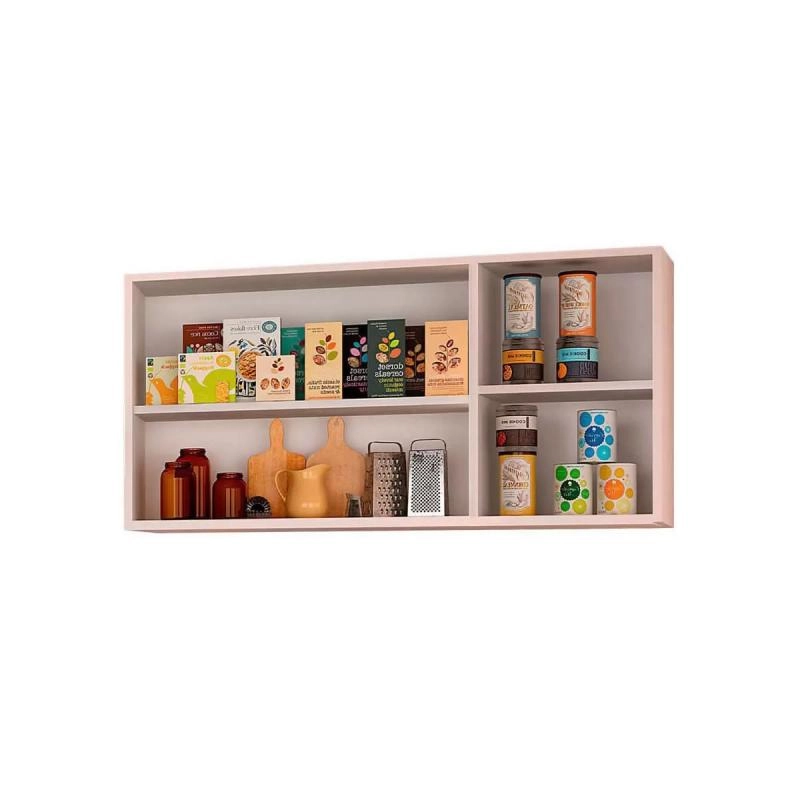 Armário Aéreo Basculante Para Cozinha Paris C/ 1 Porta De Vidro 1 Porta Basculante 2 Prateleiras 1 Nicho - Alt.: 67cm Larg.: 120cm Prof.: 31cm. - 2