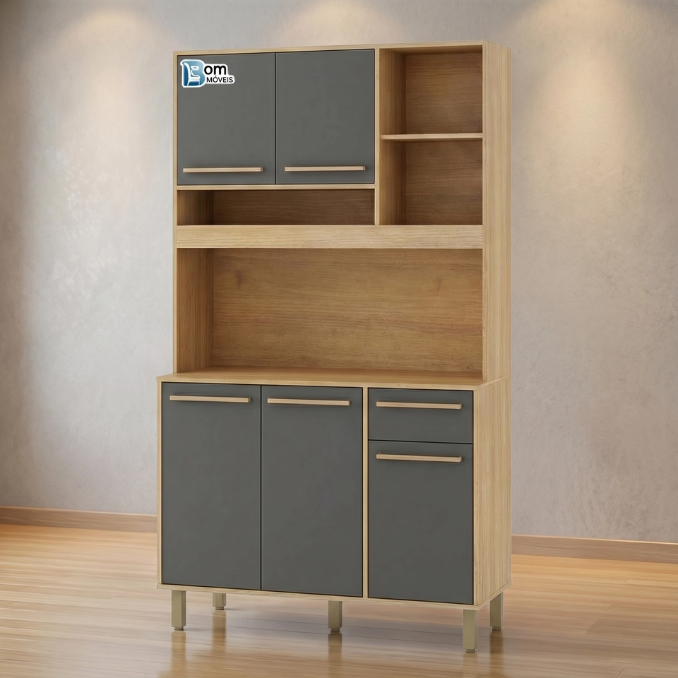 Cozinha Compacta Ametista 5 Portas 1 Gaveta 5 Pés Reguláveis - Alt.: 200cm - Larg.: 110cm - Prof.: 45cm  - 4