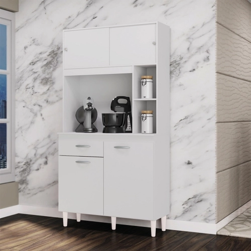 Cozinha Compacta Duda 4 Portas Sendo 2 Deslizantes 1 Gaveta 6 Pés - Alt.: 172cm Larg.: 90cm Prof.: 35cm. - 4