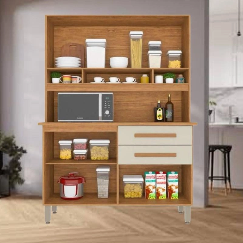 Cozinha Compacta Sofia 4 Portas 2 Gavetas Puxadores Mdf Pés Reguláveis - Alt.: 190cm Larg.: 115cm Prof.: 36cm. - 3
