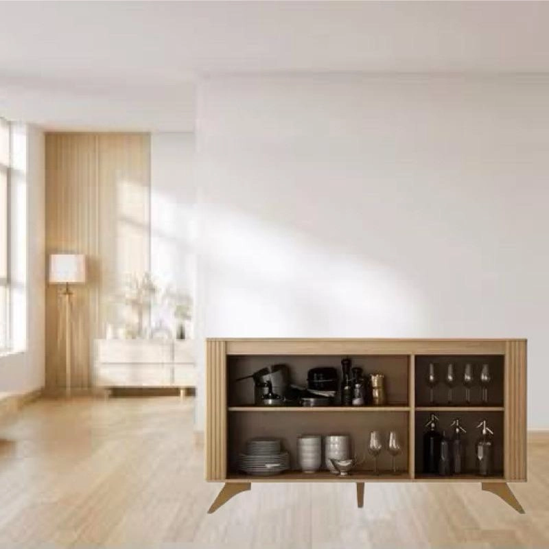 Buffet Pampulha 3 Portas Moldura Lateral Ripada 2 Prateleiras 4 Divisões 5 Pés De Madeira Maciça - Alt.: 81cm Larg.: 134cm Prof.: 42cm. - 2
