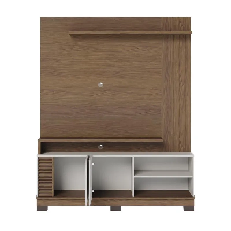 Home Theater Jurerê Tv Até 65 Polegadas 2 Portas Ripado Na Lateral Inferior Prateleira Superior Lateral Frisada 6 Pés - Alt.: 187cm Larg.: 152cm Prof.: 41cm. - 5