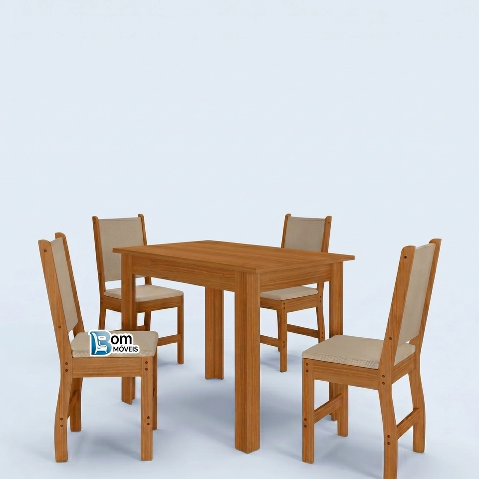 Conjunto De Mesa C/ 4 Cadeiras Bellagio - Larg.: 108cm Prof.: 80cm. - 1