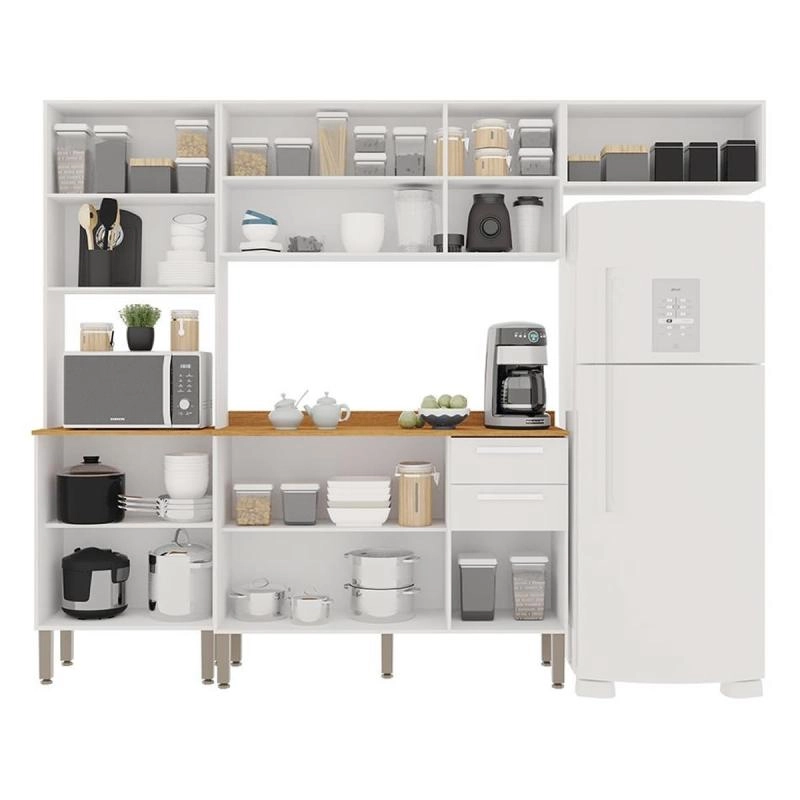 Cozinha Modulada  Valência 9 Portas 2 Gavetas Puxadores De MDF 10 Pés Reguláveis - 4