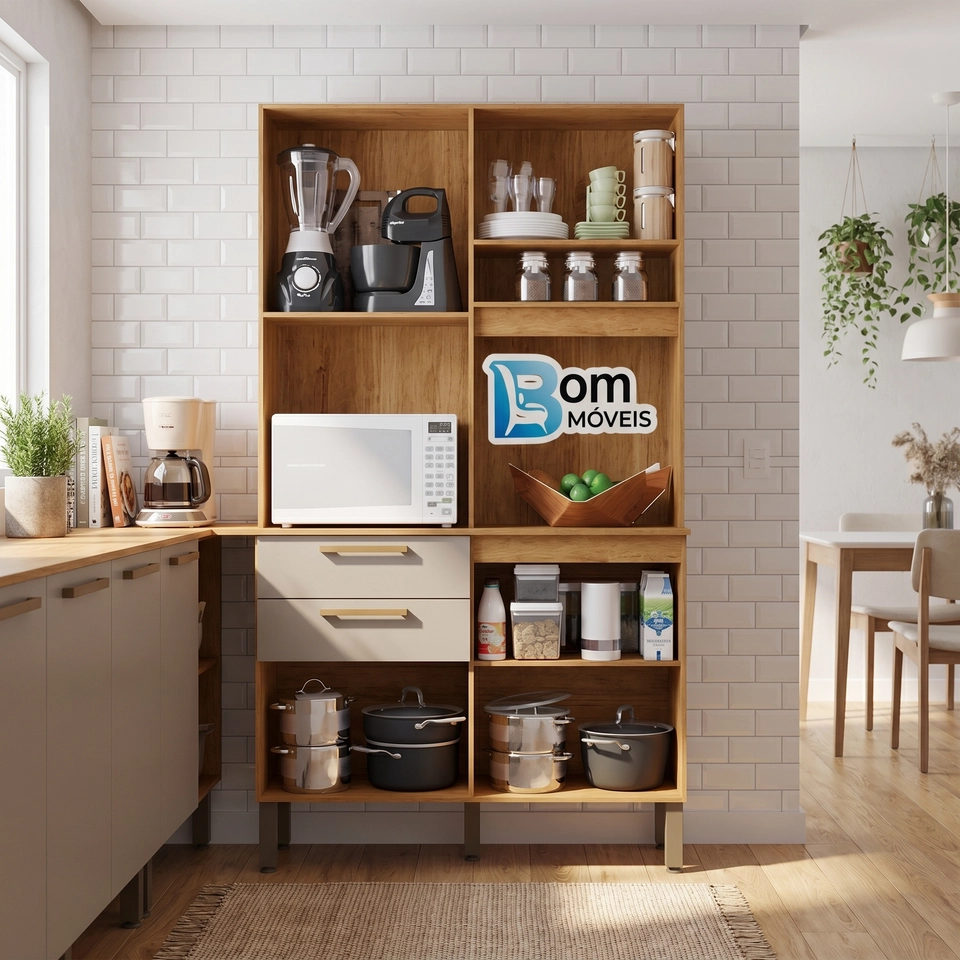 Cozinha Compacta Dubai C/ 5 Portas 2 Gavetas Puxadores Mdf 6 Pés Reguláveis - Alt.: 194cm Larg.: 110cm Prof.: 36,5cm. - 4