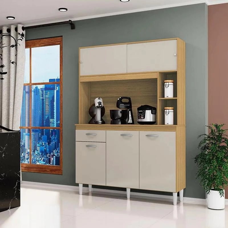 Cozinha Compacta Duda C/ 5 Portas Sendo 2 Superiores Deslizantes 1 Gaveta E 5 Pés - Alt.: 172cm Larg.: 120cm  Prof.: 35cm. - 4