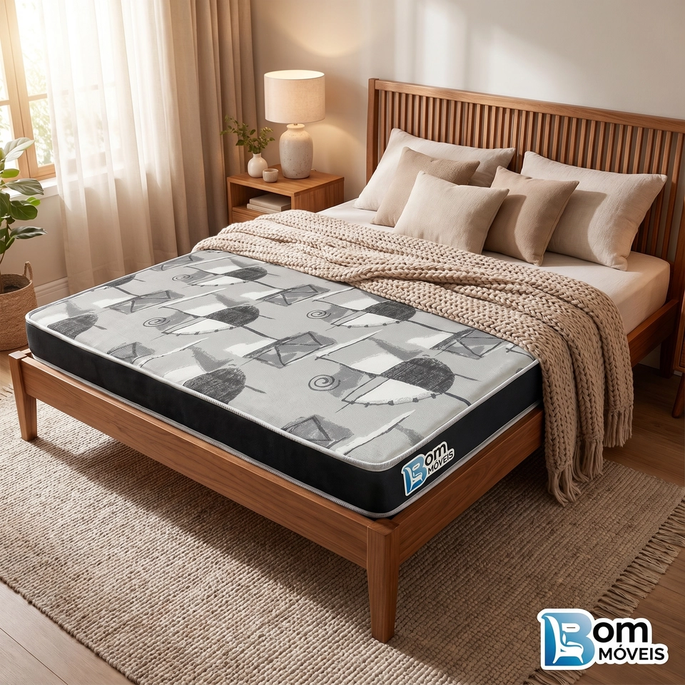 Colchão Casal Long Life De Espuma D20 Com 10cm De Altura - Alt.: 10cm - Larg.: 138cm - Prof.: 138cm