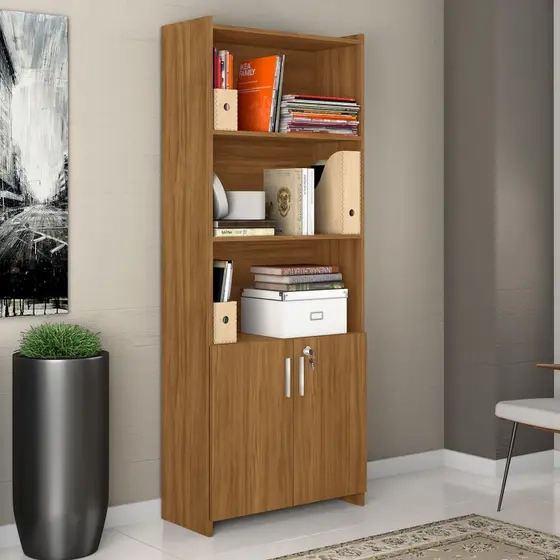 Armário Multiuso Para Escritório Com 2 Portas C/ Chave C/ 4 Prateleiras - Alt.: 178cm Larg.: 70cm Prof.: 32cm.