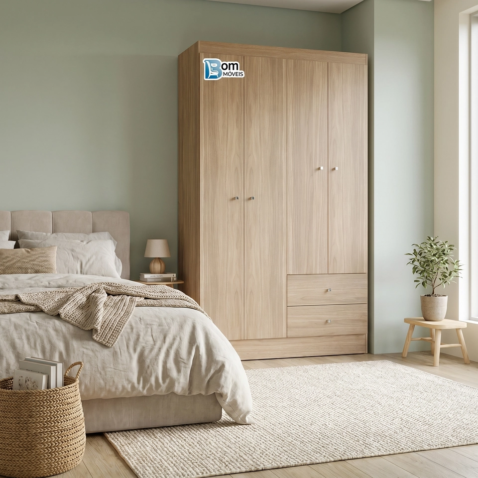 Guarda Roupa Versa 4 Portas 2 Gavetas - Alt.: 182cm - Larg.: 102cm - Prof.: 46cm - 2