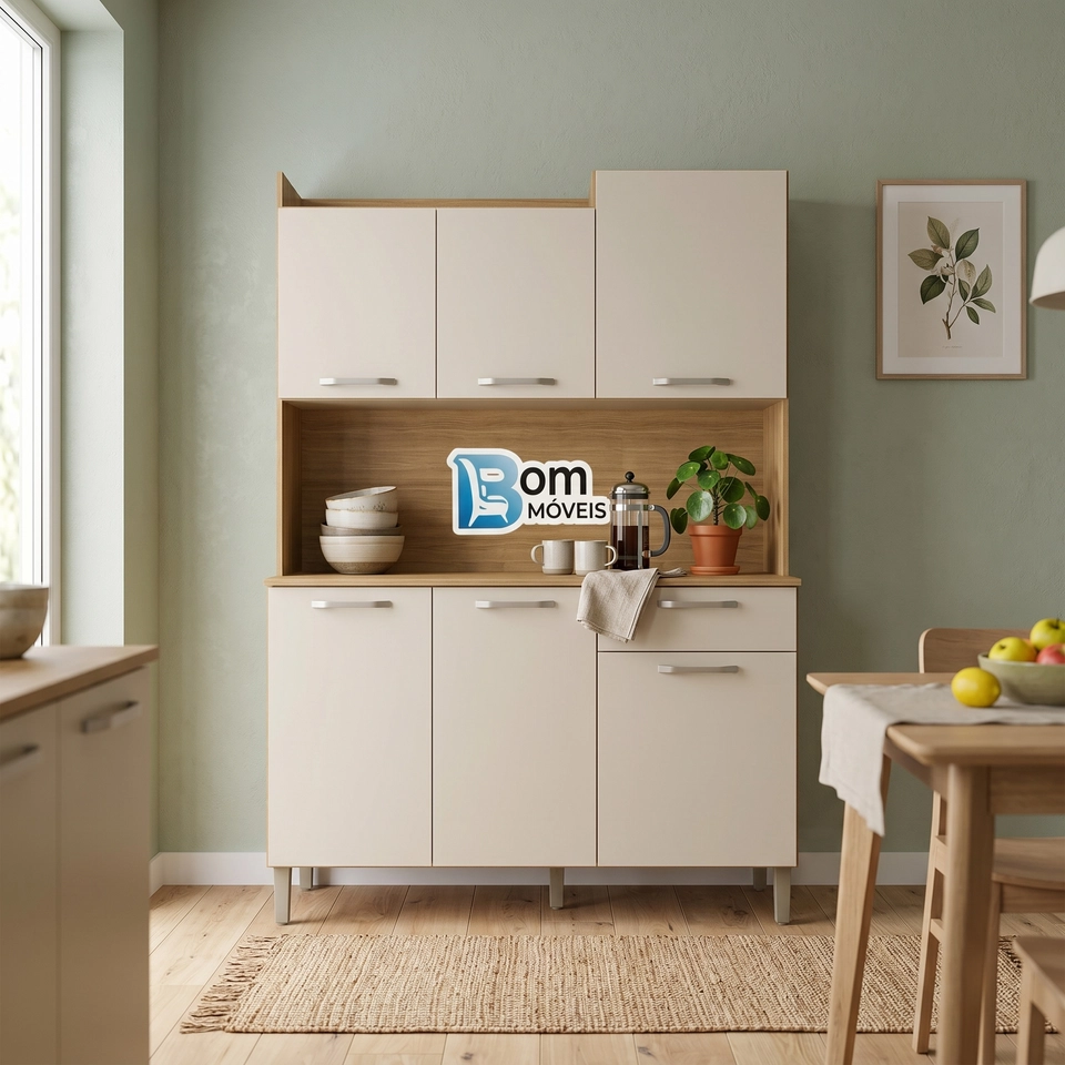 Cozinha Compacta Gênova 6 Portas 1 Gaveta 5 Pés - Alt.: 175cm Larg.: 121cm Prof.: 36cm. - 3