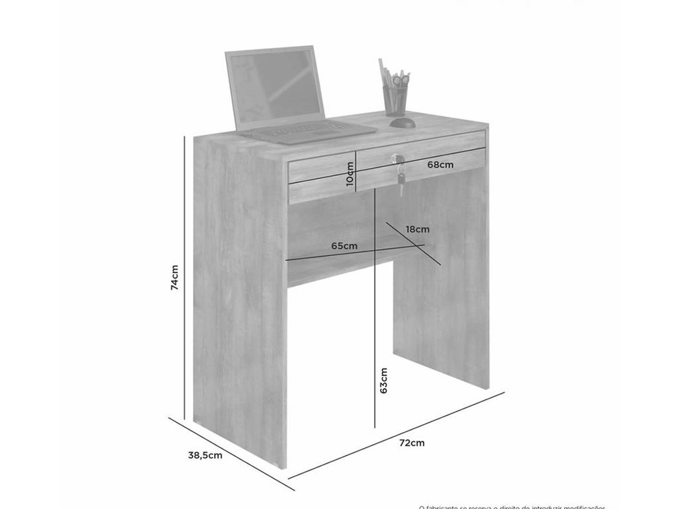 Mesa para Notebook Andorinha 1 Gaveta C/ Chave Andorinha 1 Prateleira Inferior - Alt.: 74cm Larg.: 72cm Prof.: 38cm. - 5