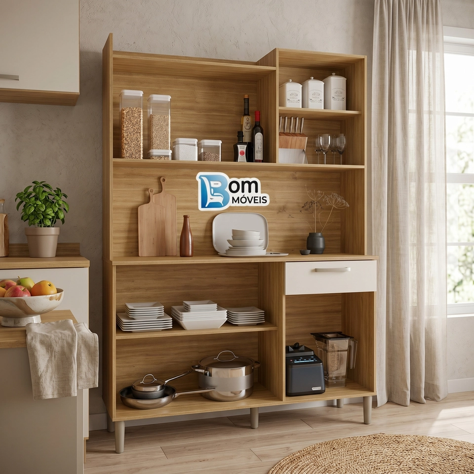 Cozinha Compacta Gênova 6 Portas 1 Gaveta 5 Pés - Alt.: 175cm Larg.: 121cm Prof.: 36cm. - 4