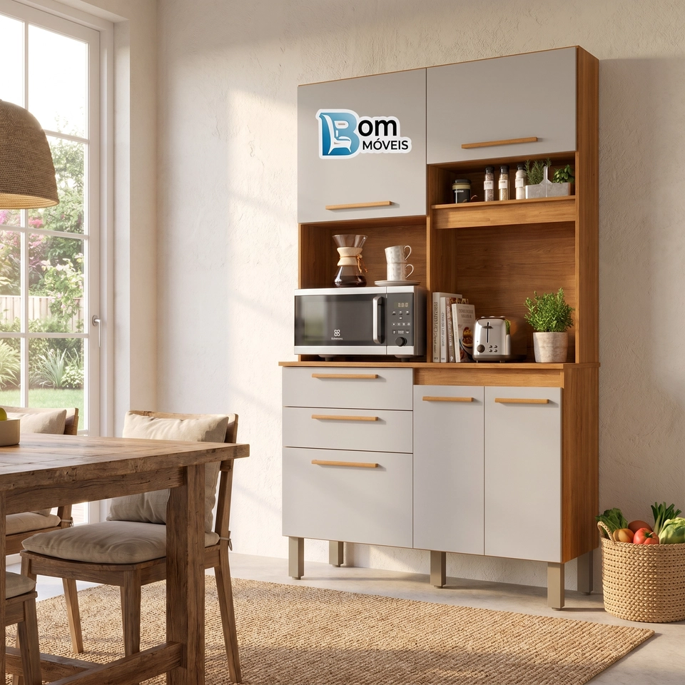 Cozinha Compacta Dubai C/ 5 Portas 2 Gavetas Puxadores Mdf 6 Pés Reguláveis - Alt.: 194cm Larg.: 110cm Prof.: 36,5cm. - 3