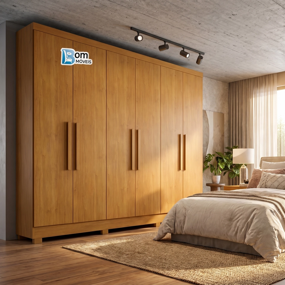 Guarda Roupa Sergipe 6 Portas 2 Gavetas Puxadores De Mdf - Alt.: 210cm - Larg.: 180cm - Prof.: 47cm. - 5