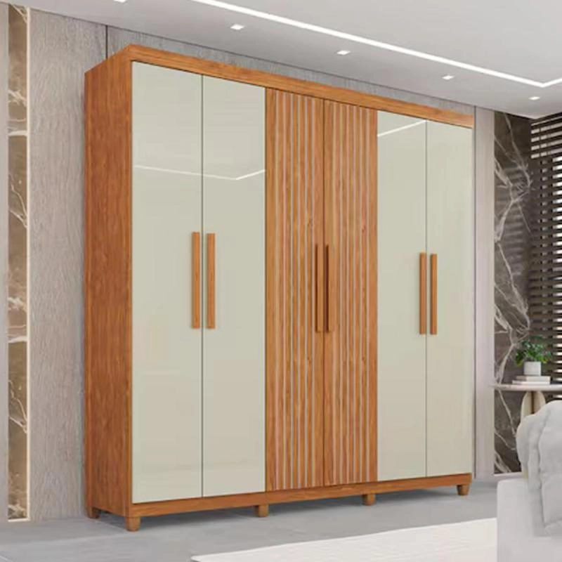 Guarda Roupa Portugal Mdf 6 Portas 2 frisadas 2 Gavetas Puxadores Mdf 8 Pés - Alt.: 216cm Larg.: 183cm Prof.: 45cm. - 1