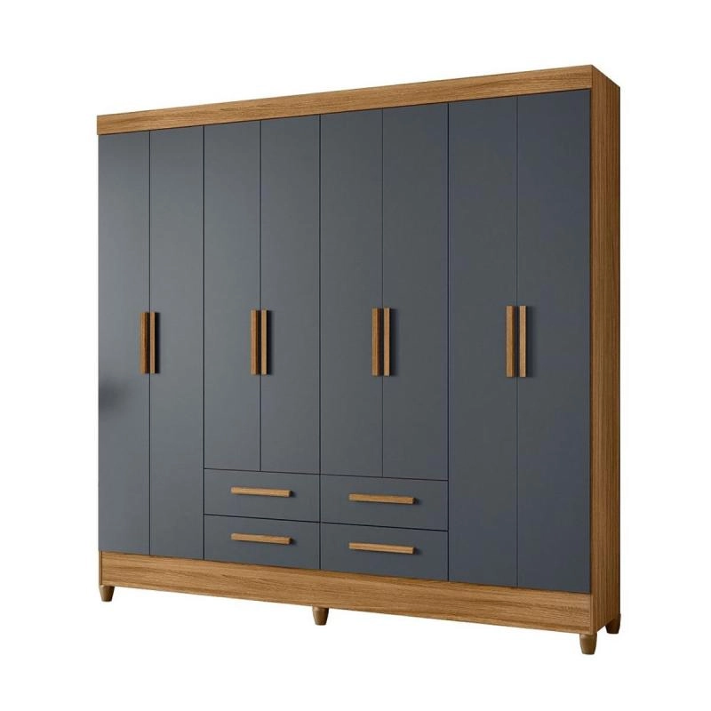 Guarda Roupa Casal Florida 8 Portas E 4 Gavetas Puxadores MDF - Alt.: 204cm Larg.: 204cm Comp.: 47cm. - 1
