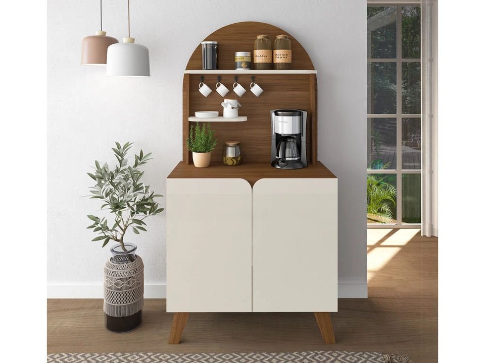Cantinho Do Café Viena 2 Portas C/ Porta Xicara 3 Prateleiras 4 Pés Palito De Madeira - Alt.: 160cm Larg.: 80cm Prof.: 41cm.  