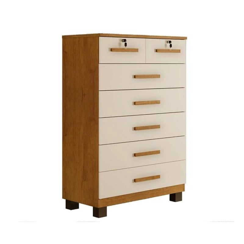 Cômoda Barcelona 7 Gavetas 2 C/ Chaves puxadores de Mdf 4 pés de Pvc 
