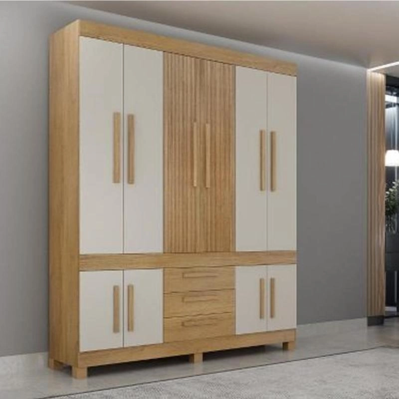 Guarda Roupa Bem Tevi 10 Portas Sendo 2 Frisadas E 2 Sapateiras 3 Gavetas Puxadores Mdf C/ 6 Pés - Alt.: 225cm Larg.: 185cm  Prof.: 47cm. - 2