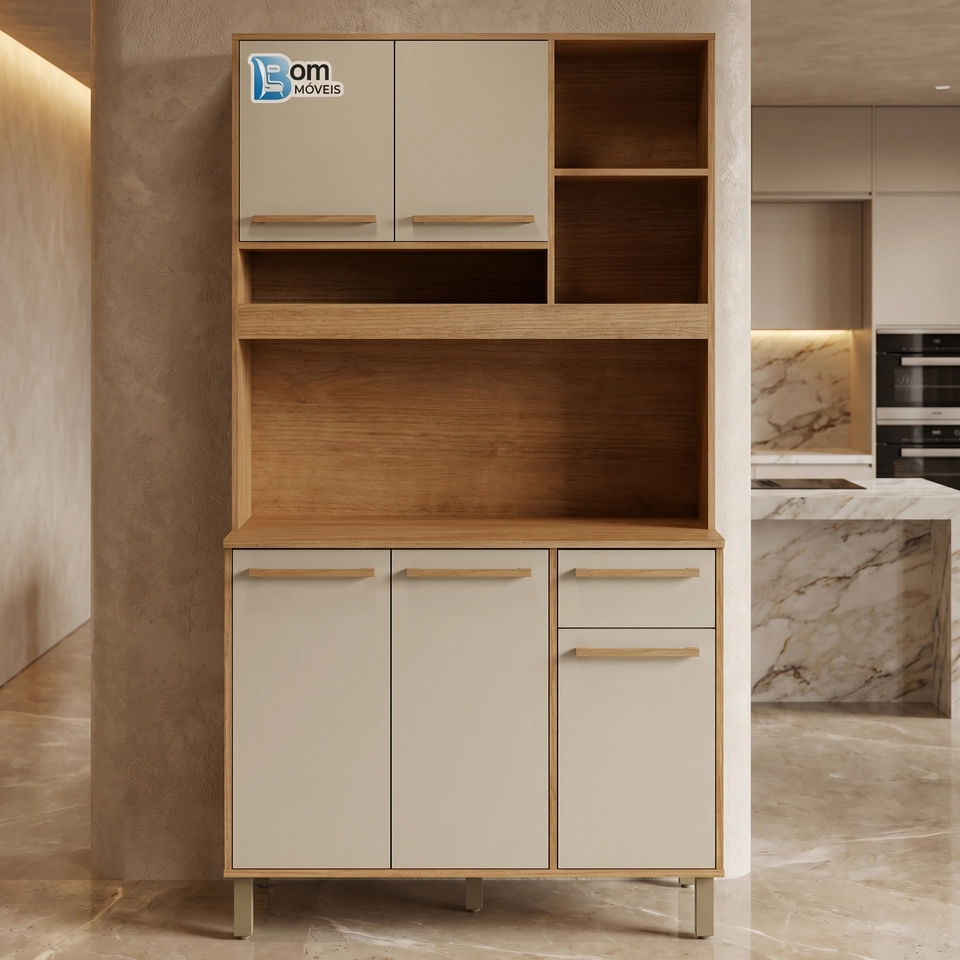 Cozinha Compacta Ametista 5 Portas 1 Gaveta 5 Pés Reguláveis - Alt.: 200cm - Larg.: 110cm - Prof.: 45cm  - 2
