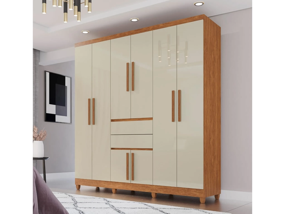 Guarda Roupa Master 8 Portas C/ Sapateria 2 Gavetas Puxadores MDF 8 Pés - Alt.: 216cm Larg.: 183cm Prof.: 42cm. - 3