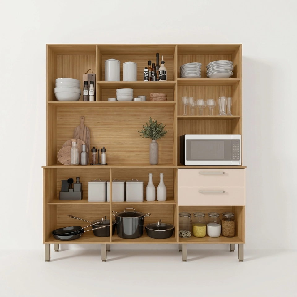 Cozinha Compacta Ferrara 6 Portas 2 Gavetas 4 Prateleiras 8 Pés Reguláveis - Alt.: 197cm Larg.: 180cm Prof.: 38cm. - 6