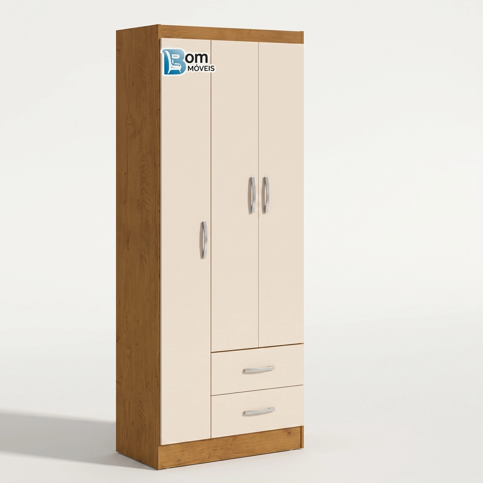 Guarda Roupa Izis 3 Portas E 2 Gavetas - Alt.: 175cm Larg.: 70cm; - Prof.: 38cm.